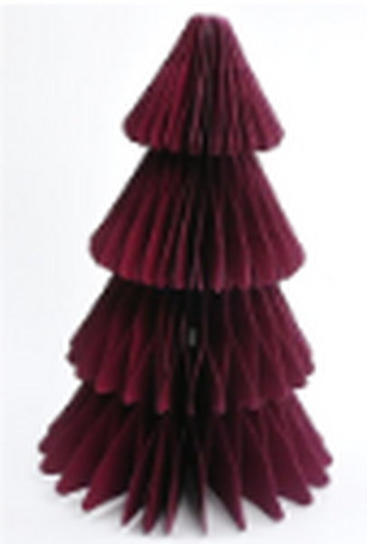 Set of 3 Claret Red Paper Christmas Trees 25cm