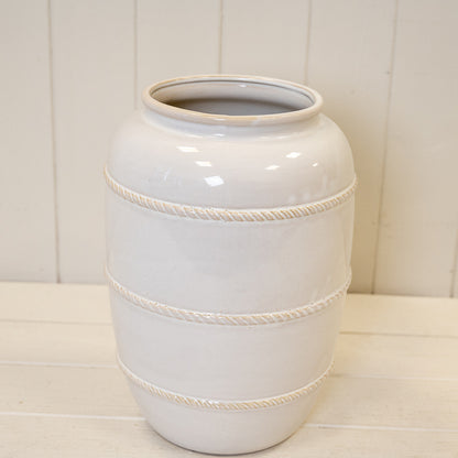 Natural Rustic Ceramic Vase with Rope Detail Large