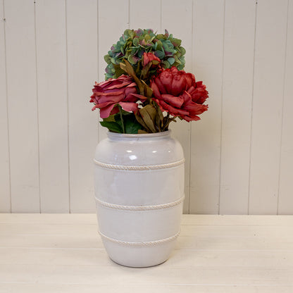 Natural Rustic Ceramic Vase with Rope Detail Large