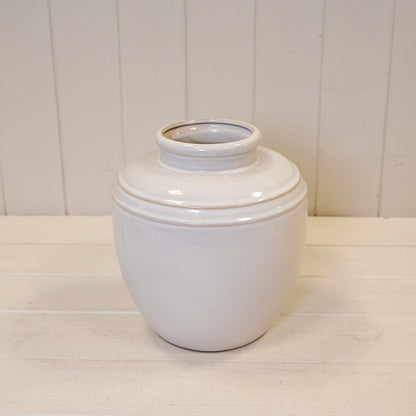Natural Rustic Ceramic Vase with Double Line Detail Large