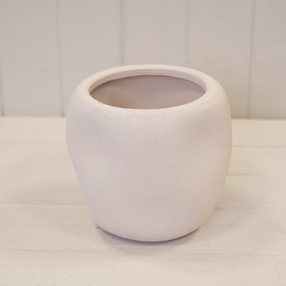 White Textured Stone Plant Pot