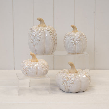 Large Natural Glazed Pumpkin with Oversized Leaves