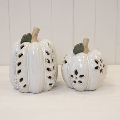 Small LED Pumpkin with Open Flower Detail