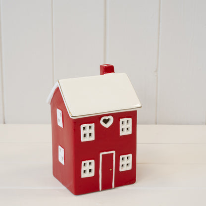 Tall Red Ceramic LED Ceramic Heart House