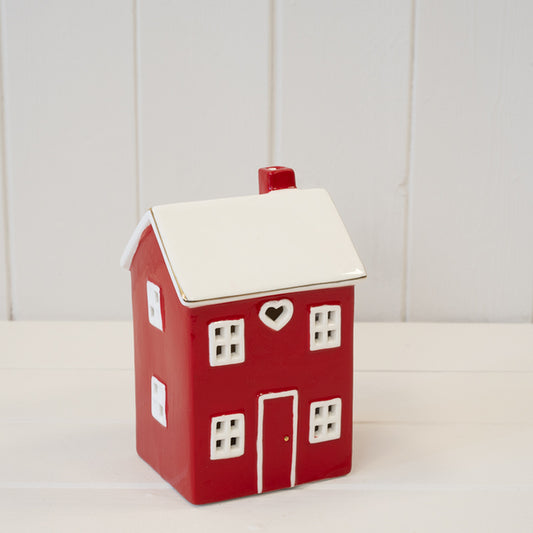 Tall Red Ceramic LED Ceramic Heart House