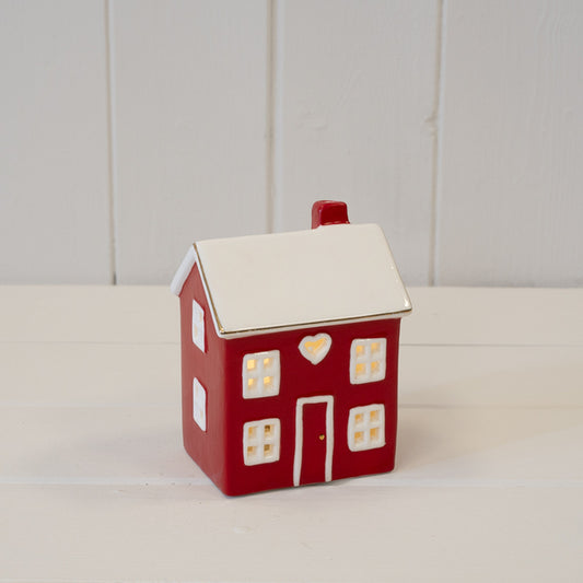 Short Red Ceramic LED Ceramic Heart House
