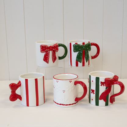 Snowflake Red Detailed Mug