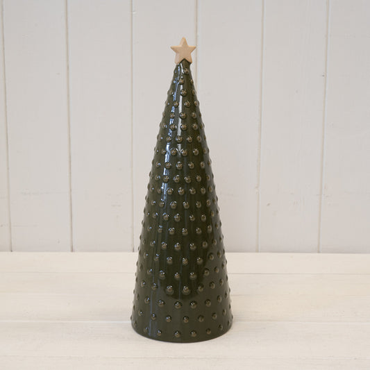Ceramic Green Pimpled Christmas Tree Large