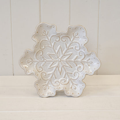 Ceramic Natural Snowflake Plate Medium
