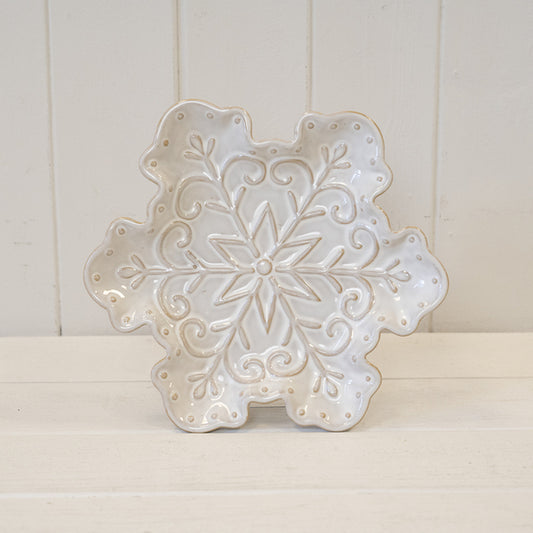 Ceramic Natural Snowflake Plate Medium