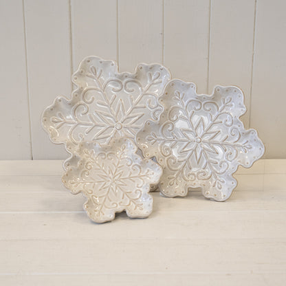 Ceramic NaturalSnowflake Plate Large