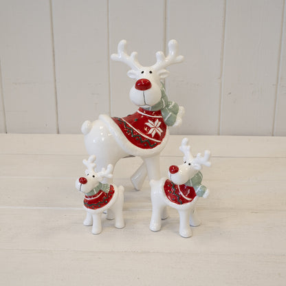 Ceramic Reindeer with Christmas Sweater and Scarf Medium