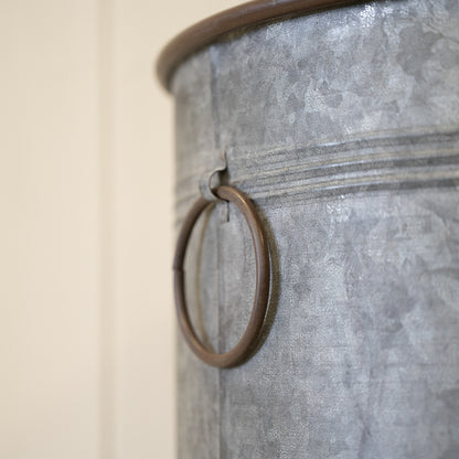 Set of Three Round Zinc Planters. S TD25 M TD30 L TD35