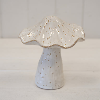 Stoneglazed Speckled Ceramic Mushroom Ornament