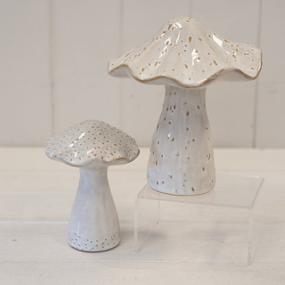 Stoneglazed Speckled Ceramic Mushroom Ornament