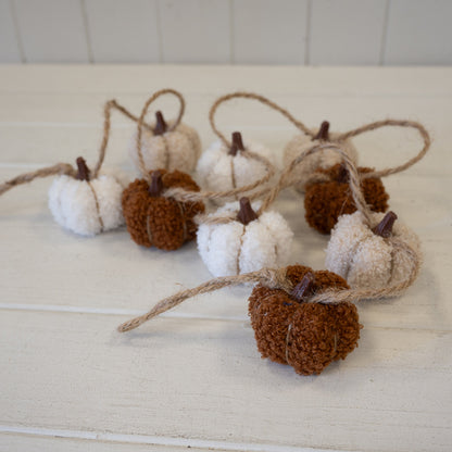 Boucle Pumpkin Garland. White Beige and Brown