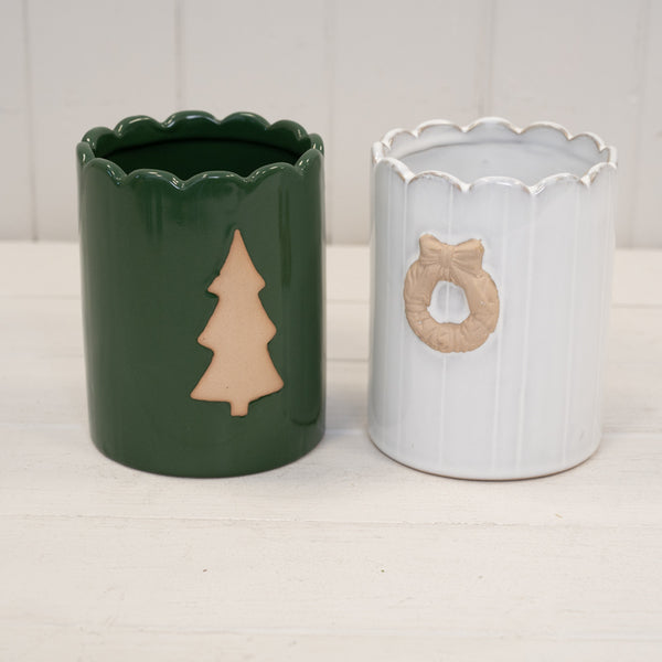 Stoneglazed Christmas Wreath Pot