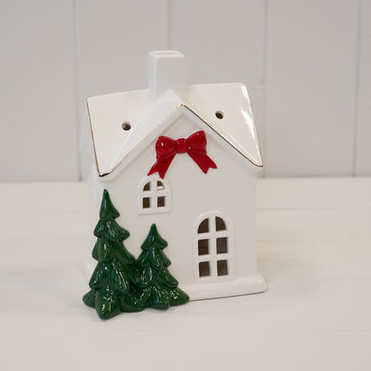 Large Christmas Home with Red Bow