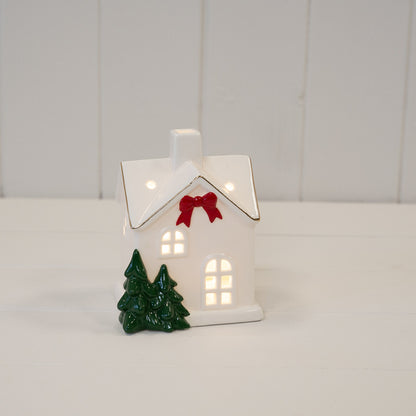 Medium Christmas Home with Red Bow