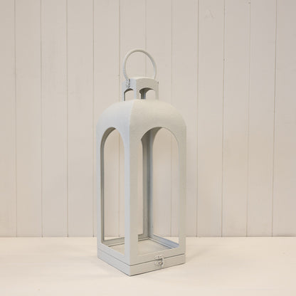 Off White Metal Open Faced Lantern Medium