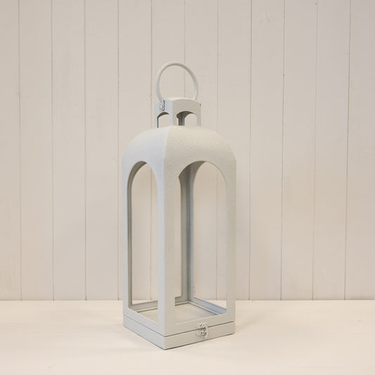 Off White Metal Open Faced Lantern Medium