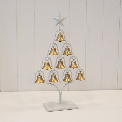 Off White Christmas Tree with Brushed Gold Bells