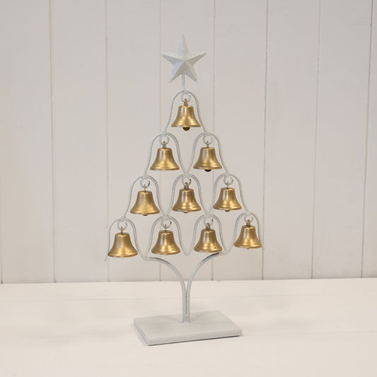 Off White Christmas Tree with Brushed Gold Bells