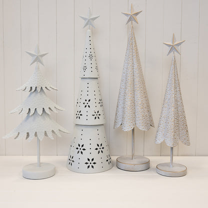Off White Christmas Tree with Brushed Gold Stars Large