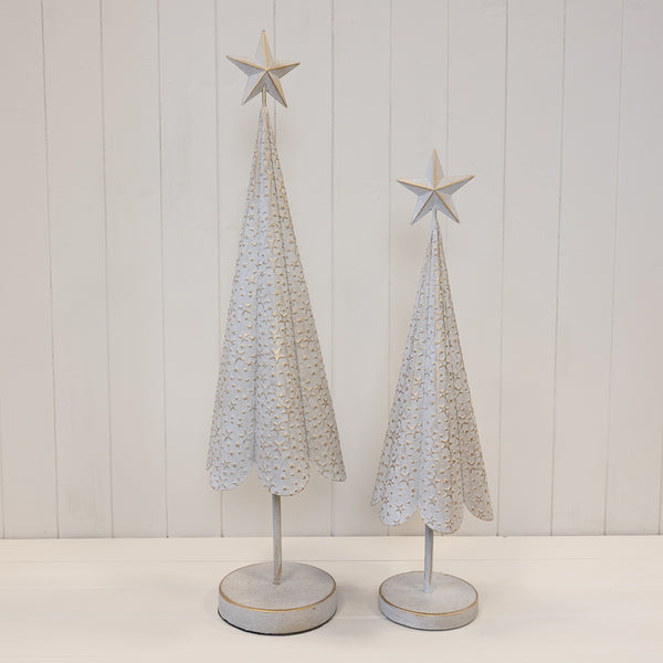 Off White Christmas Tree with Brushed Gold Stars Large