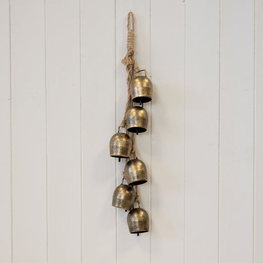 Metal Gold 6 Cowbell Hanging Garland