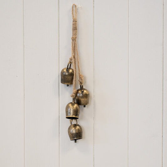 Metal Gold 4 Small Cowbell Hanging Garland