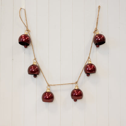 Glossy Deep Red Metal 6 Bell Garland