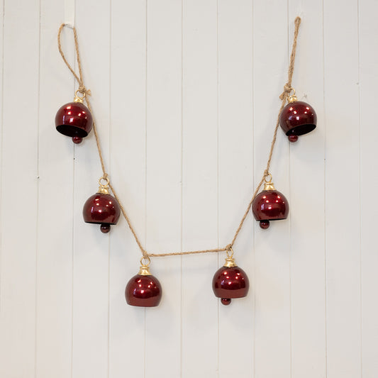 Glossy Deep Red Metal 6 Bell Garland