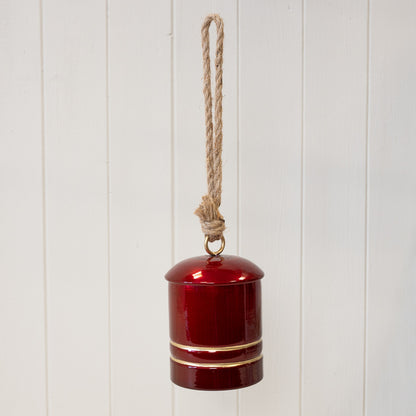 Glossy Red Metal Cowbell on Hanger