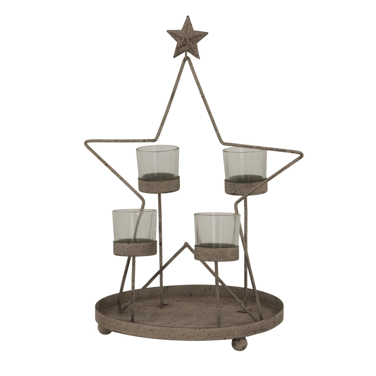 Rustic Outline Star With Four Glass VotivesSmall.