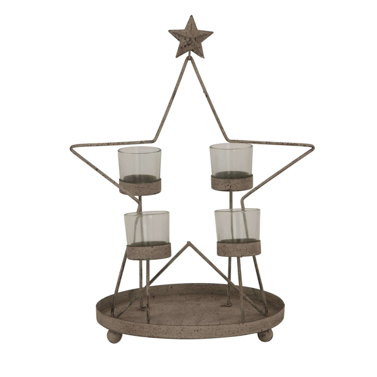Rustic Outline Star With Four Glass VotivesSmall.