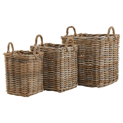 Set of 3 Kubu Rattan Square Storage BasketsSmall.